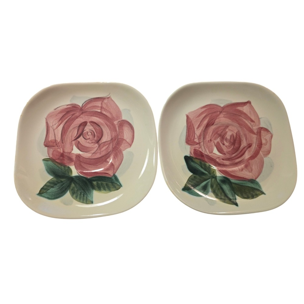 Red Wing Pottery Lexington Hand Painted Bread Plates Set of 2 USA 293 Vintage